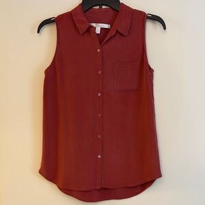 Nordstrom Collection Women’s Sleeveless Button-Front Silk Blouse Dust Red, XS